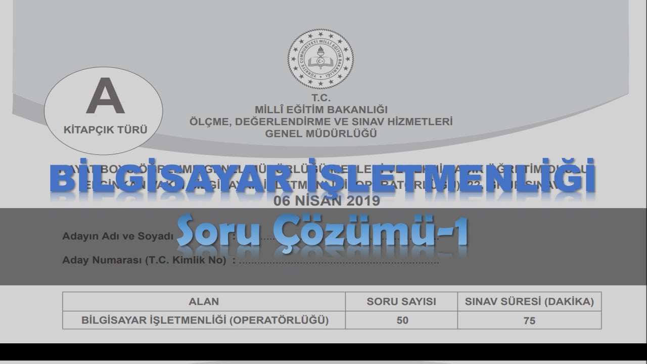 Bilgisayar İşletmenliği Çıkmış Soru Çözümleri 1