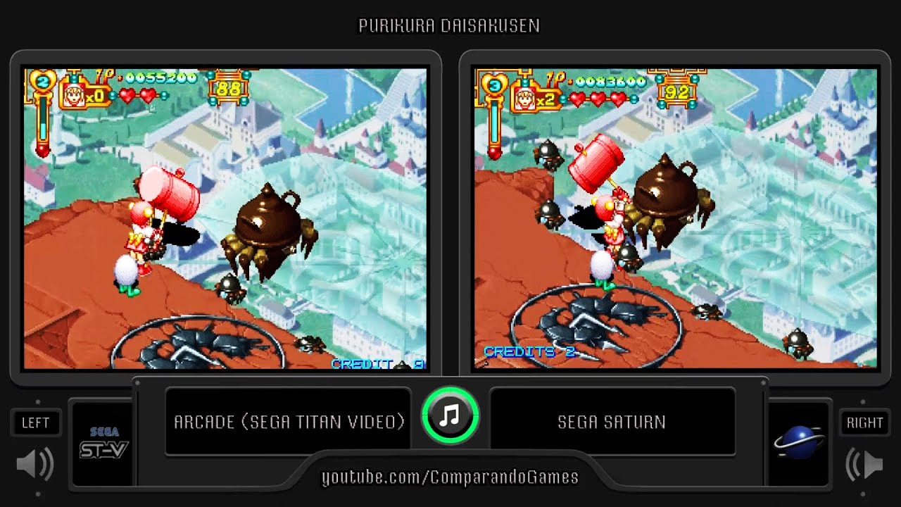 Purikura Daisakusen (Arcade vs Sega Saturn) Side by Side Comparison