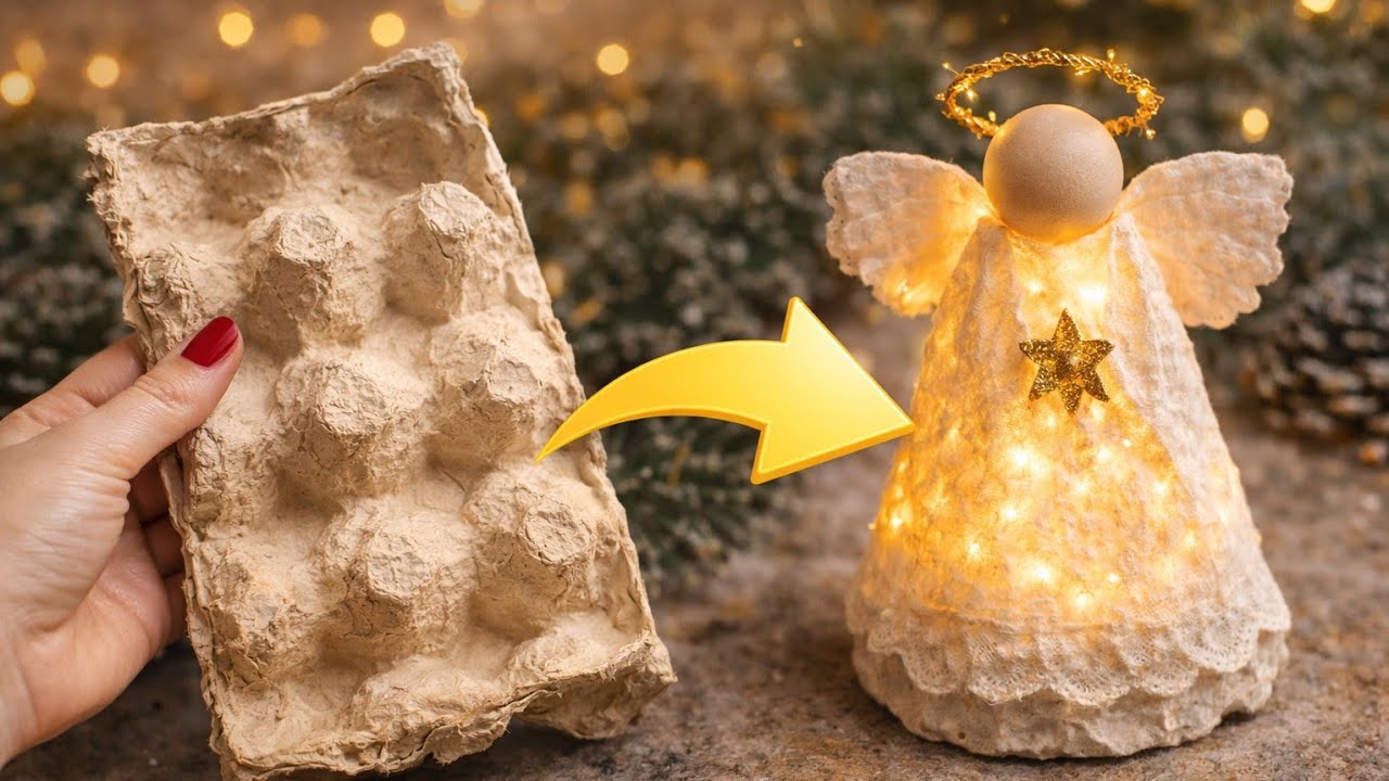So Cute🥰I Turned an Egg Carton into a Glowing Christmas Angel 👼✨