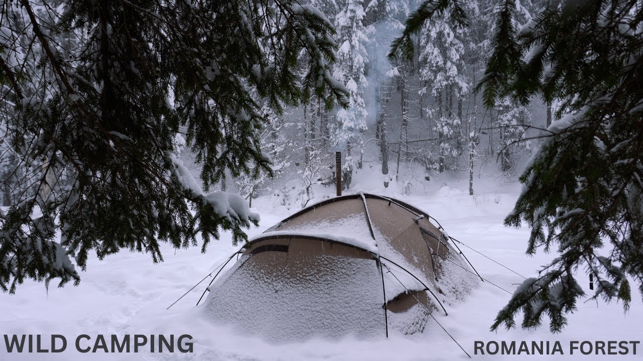 O noapte cu cortul, fără semnal, in mijlocul iernii ❄️. Zăpadă, liniste si soba pe lemne 🔥.