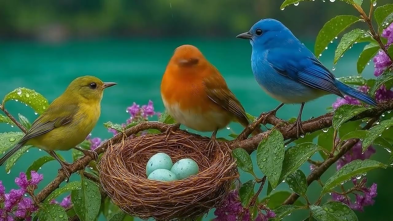 Morning Birds Singing on Trees with Soft Piano Harmony