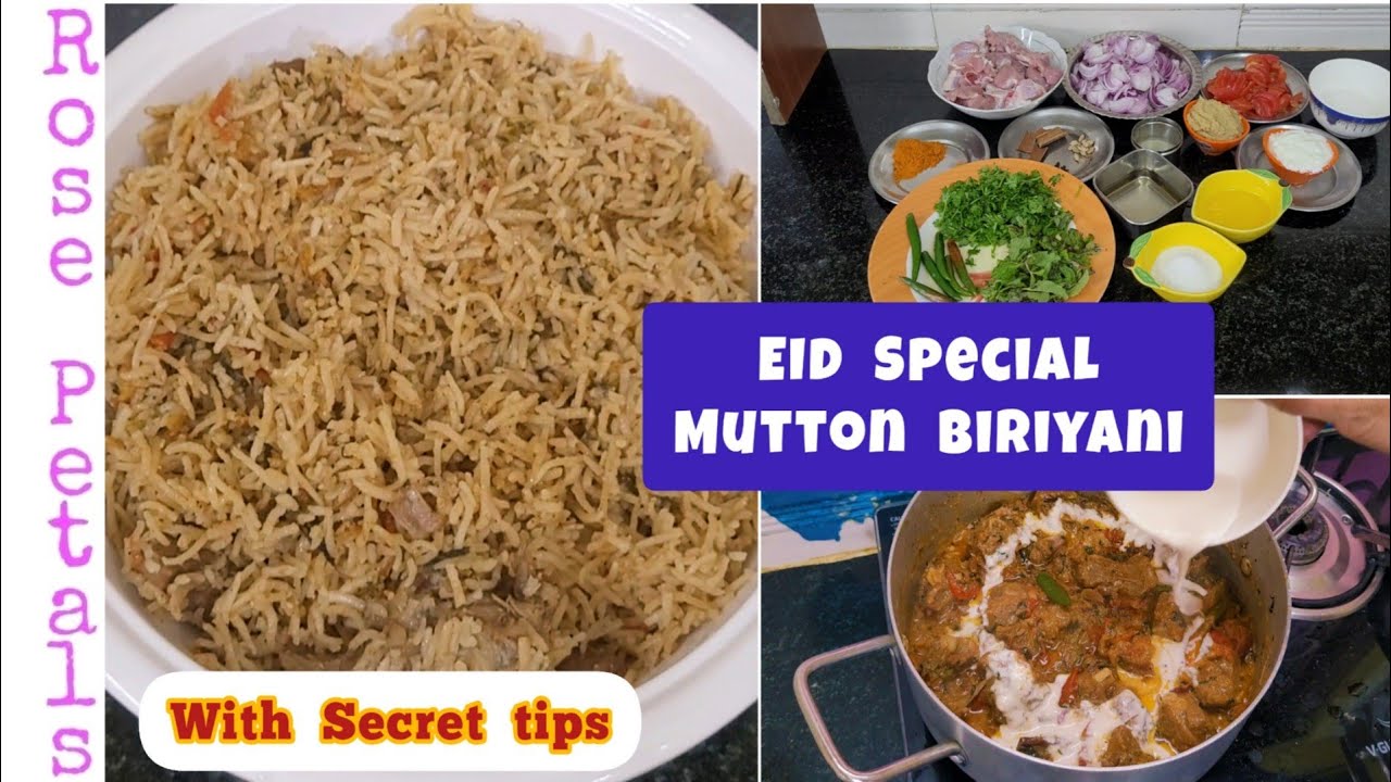 1/2 kg பாய் வீட்டு மட்டன் பிரியாணி பக்கா அளவுகளுடன்/ Eid Special 1/2 kg Mutton Biriyani/Rosepetals
