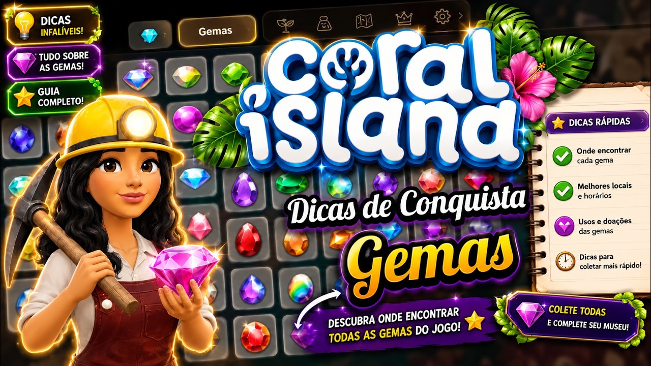 Gemas e Geodos Dicas de Conquista Coral Island