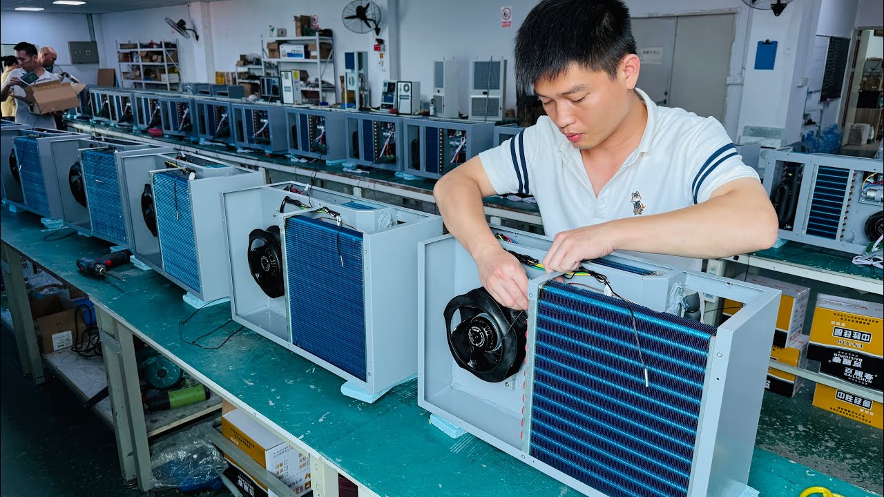 Cabinet Air Conditioner Manufacturing Complete Process in China Factory | Air conditioner making 