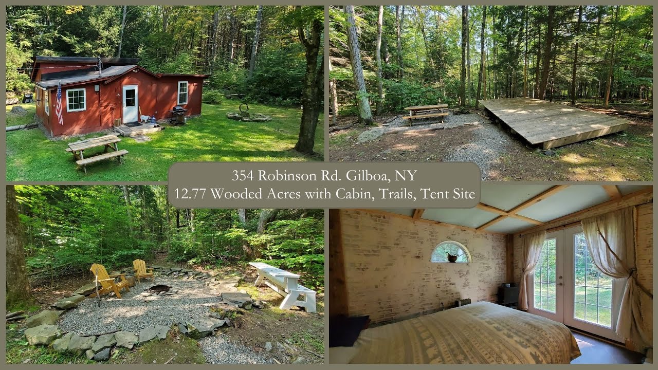 354 Robinson Rd. Gilboa NY - 12.77 Wooded Acres with Cozy Cabin, Trails, Established Tenting site