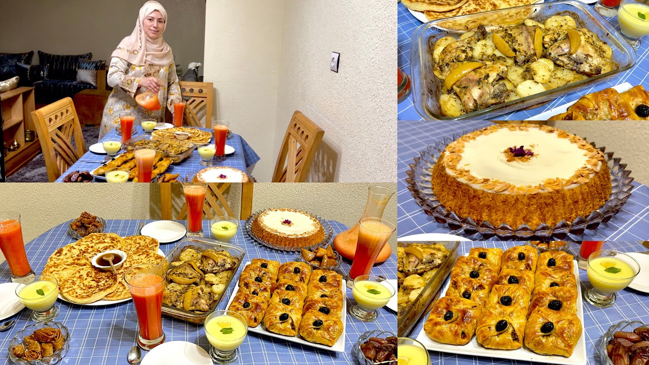مائدة رمضان🌙كاملة مكمولة من الفطور حتى السحور 👌🏻طبق بالدجاج كيجي خطير ومسمن معمر وبسبوسة وتحلية