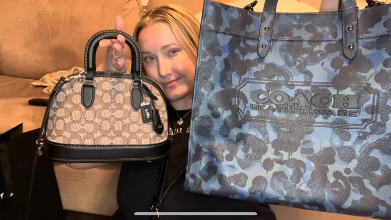 Honest Opinion Review on Coach Revel 24 Bag and Coach Field Tote 40 in Blue Camo Graffiti Drip