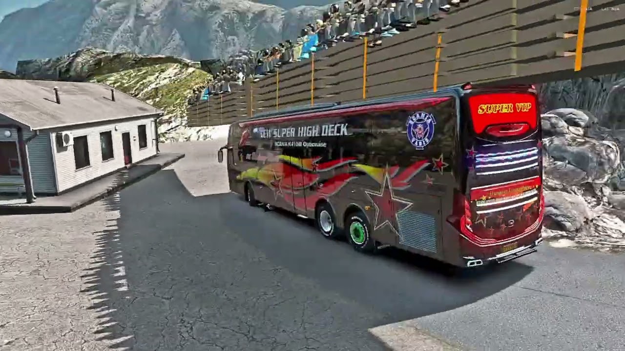 Bus Crossing Roads in the World’s Highest Mountains - Euro Truck Simulator 2