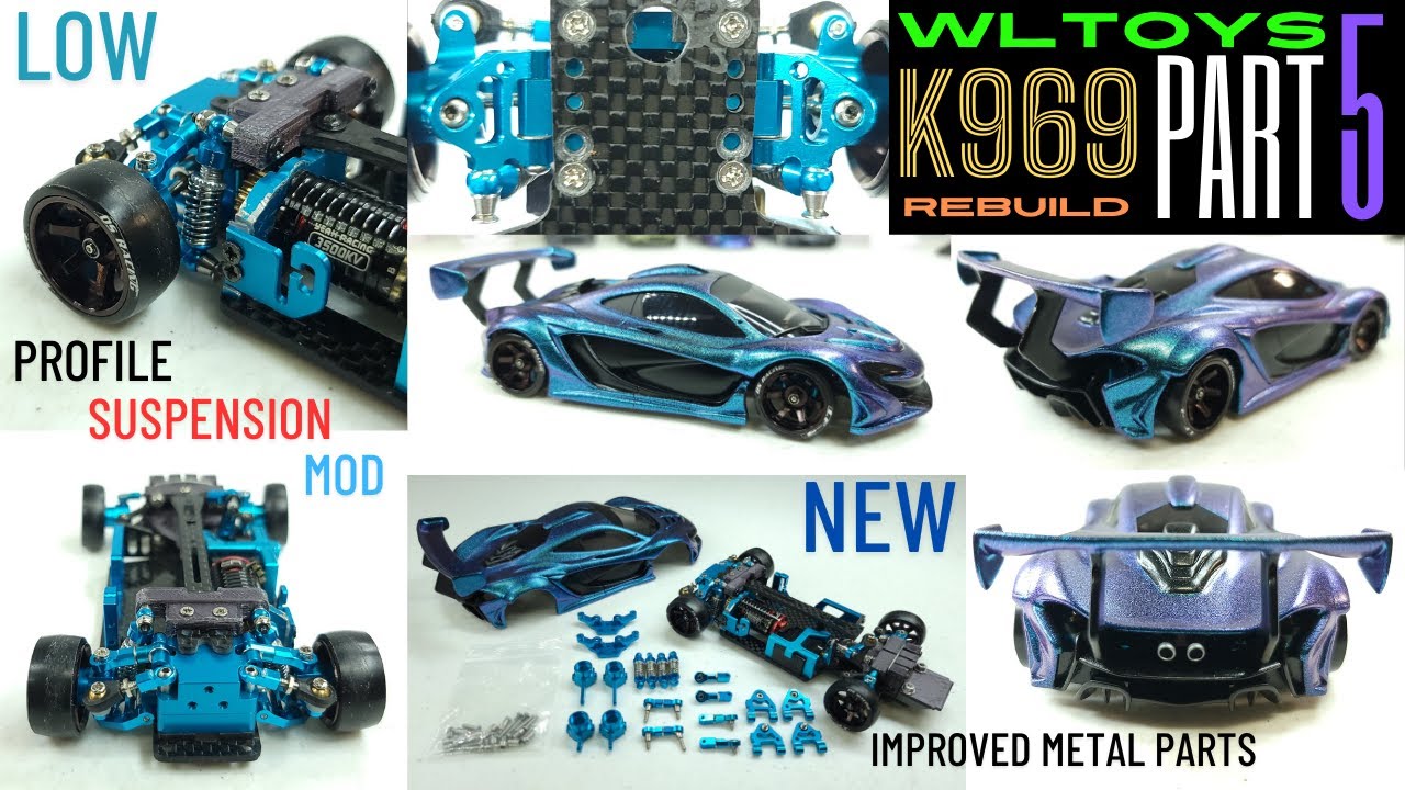 WLToys K969 K989 Upgrades Rebuild Part 5: Rear Low Suspension Mod Teardown **New** Metal Upgrade Kit