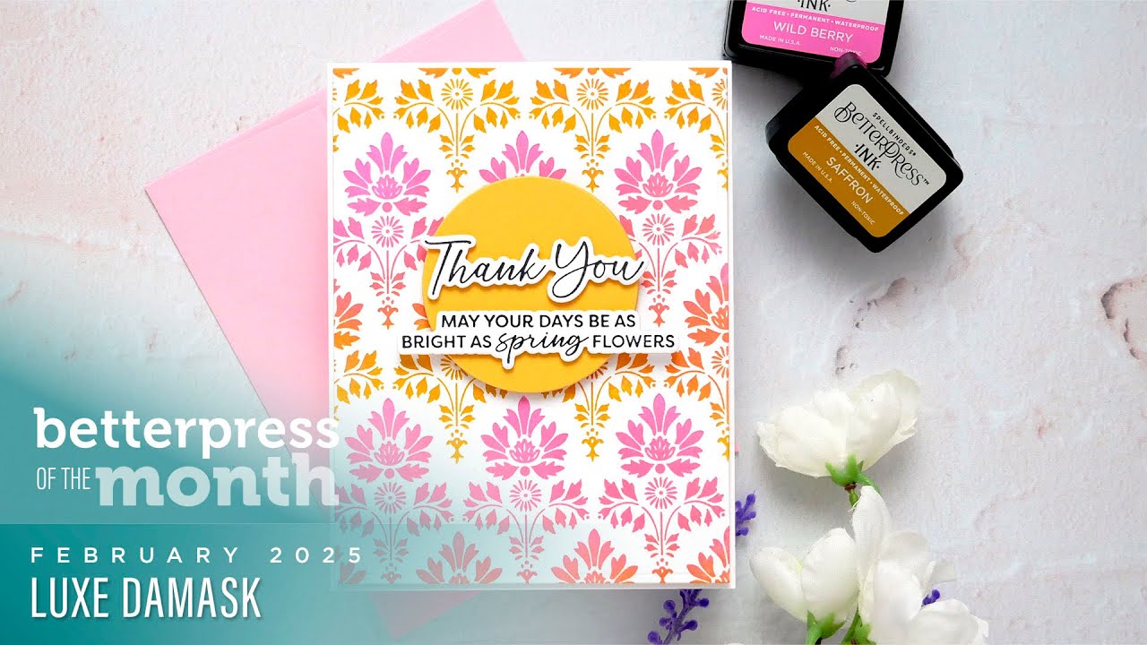Spellbinders February 2025 BetterPress Plate of the Month – Luxe Damask