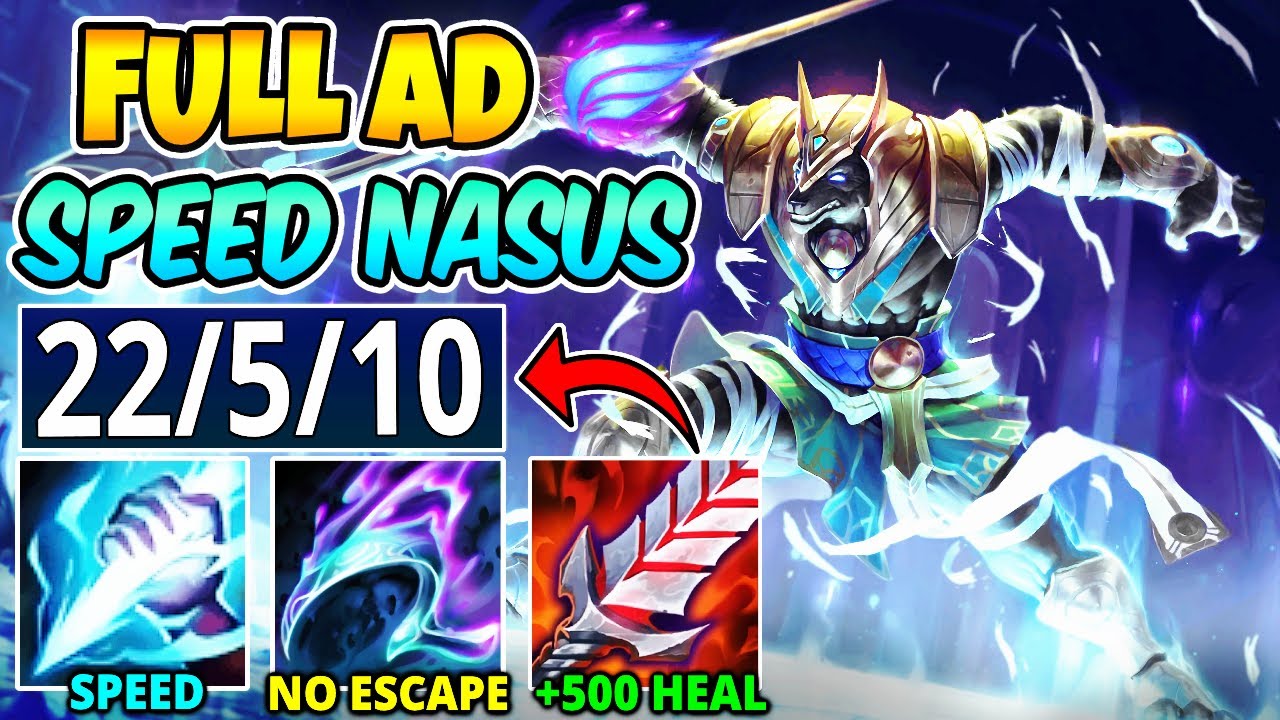 FULL AD NASUS JUNGLE - ABSURD Q DAMAGE WITH NO ESCAPE FOR ENEMIES (SPEED NASUS) - League of Legends