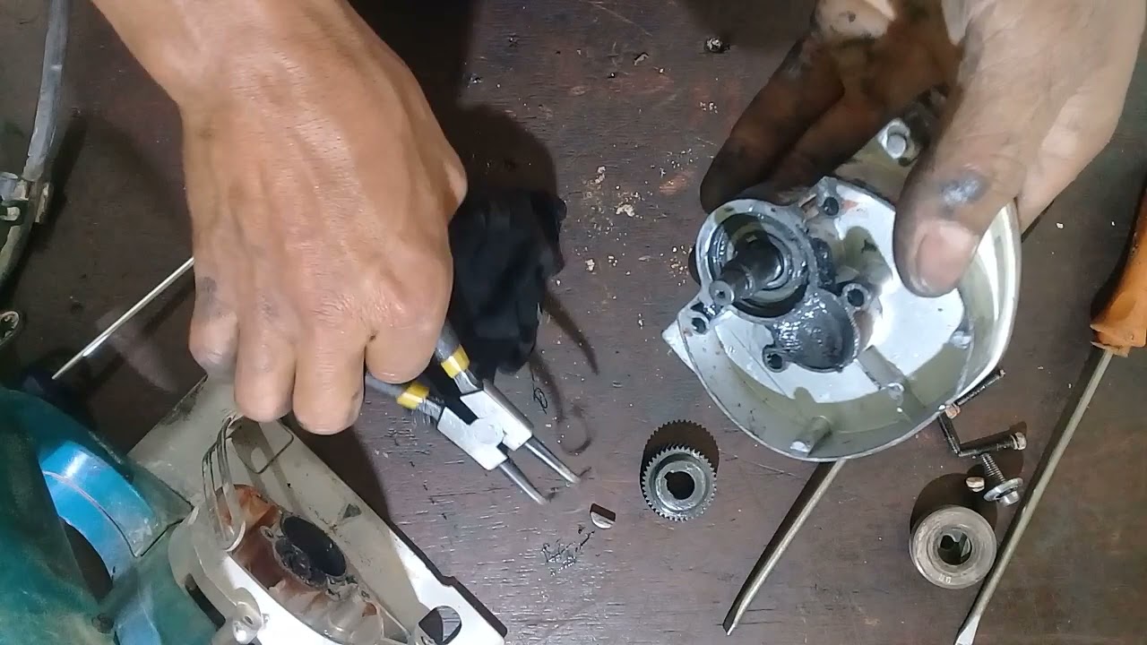 trocando rolamento da Serra mármore makita parte 2 de 3