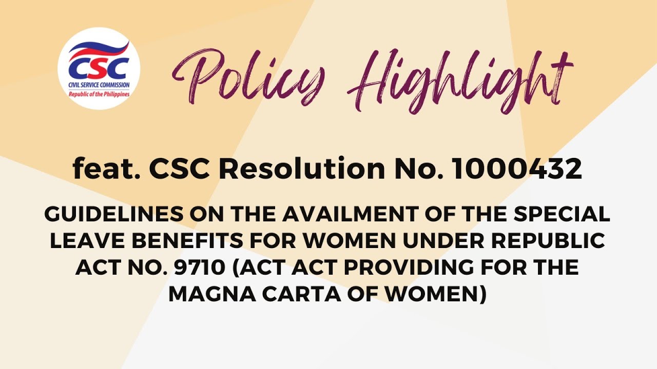 How can women in the public sector avail of special leave benefits? (CSC Resolution No. 1000432)