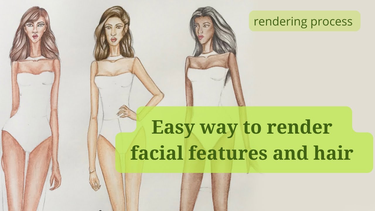 How to color facial features and hair // steps in Fashion Illustration for beginners