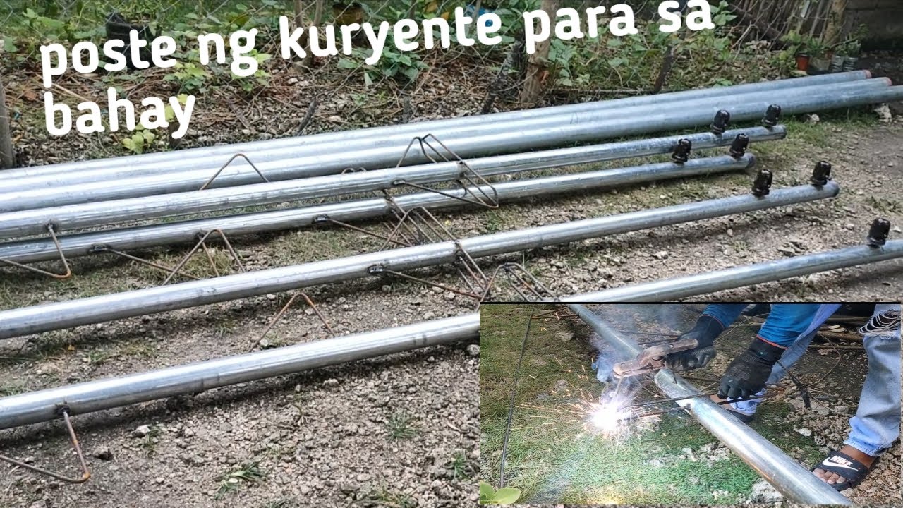 Paano gumawa ng poste ng kuryente para  sa bahay...#welding...#G.I...pipe