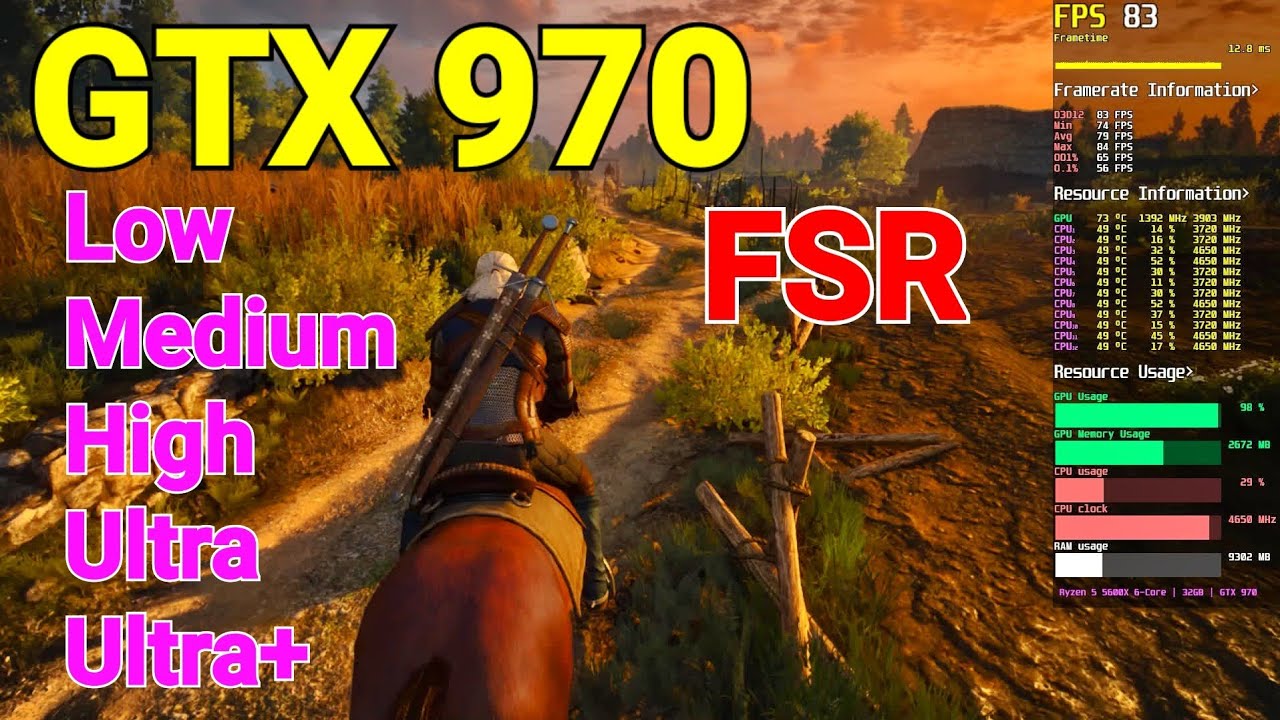 The Witcher 3 Next-Gen | GTX 970 | Low/Medium/High/Ultra/Ultra+ | FSR | Performance Test