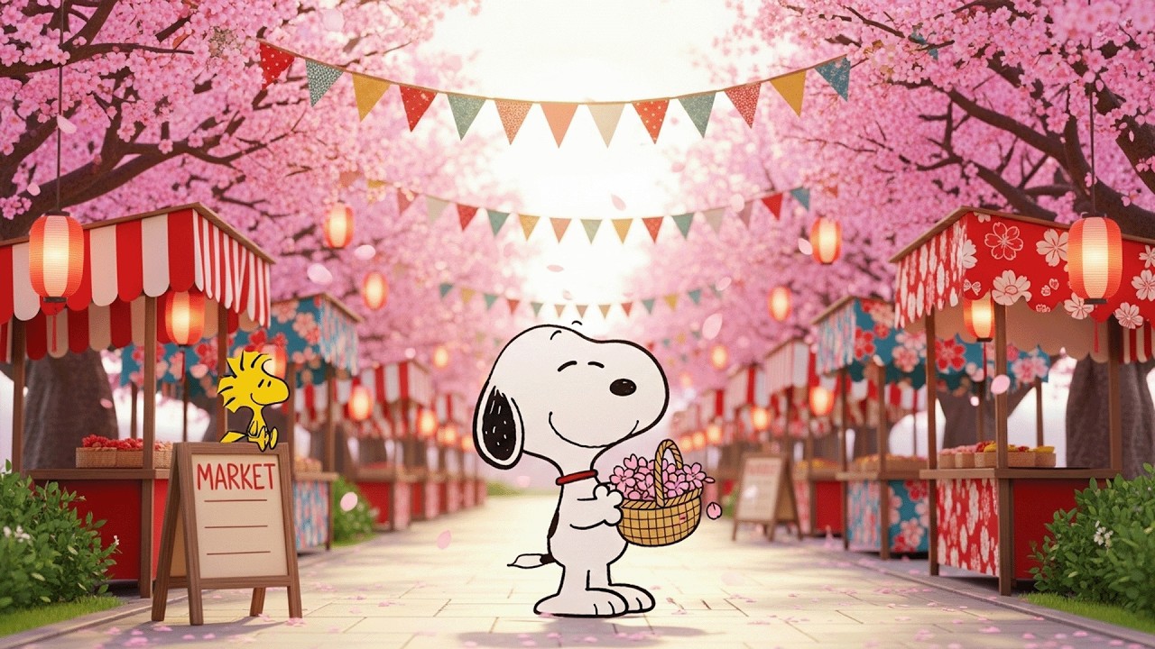 Snoopy Spring Festival Morning in February 🌷 Gentle Piano Lofi for Relax & Focus