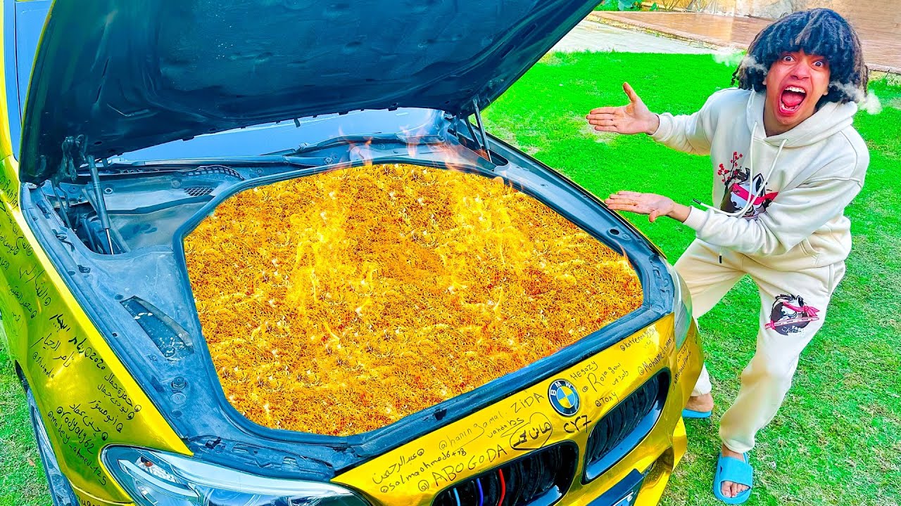 اكلت اكبر كمية نودلز كوري حاااار🥵 مطبوخ بحرارة السياره ! 🔥 (طريقه مجنونه 🥴)