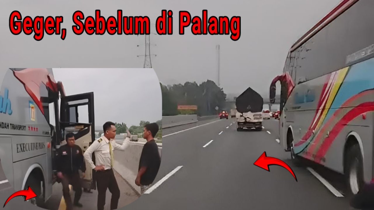 Awal kejadian sebelum Bus Rosalia indah Palang pickup Traga di tol cikampek