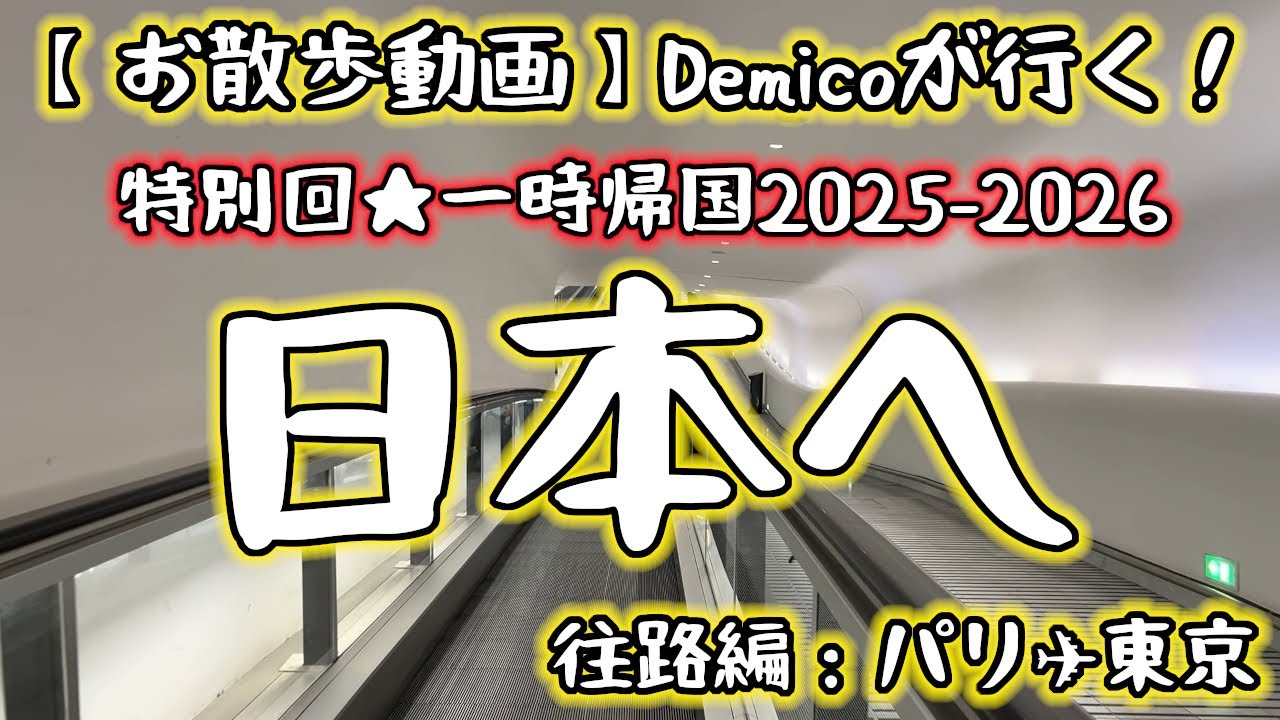 【お散歩動画】Demicoが行く！/ 特別回★年越し一時帰国2025-2026【往路編：パリ✈東京】