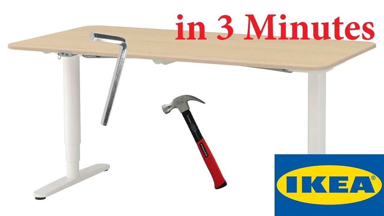 Ikea desk assembled in 3 minutes - adjustable height electric desk