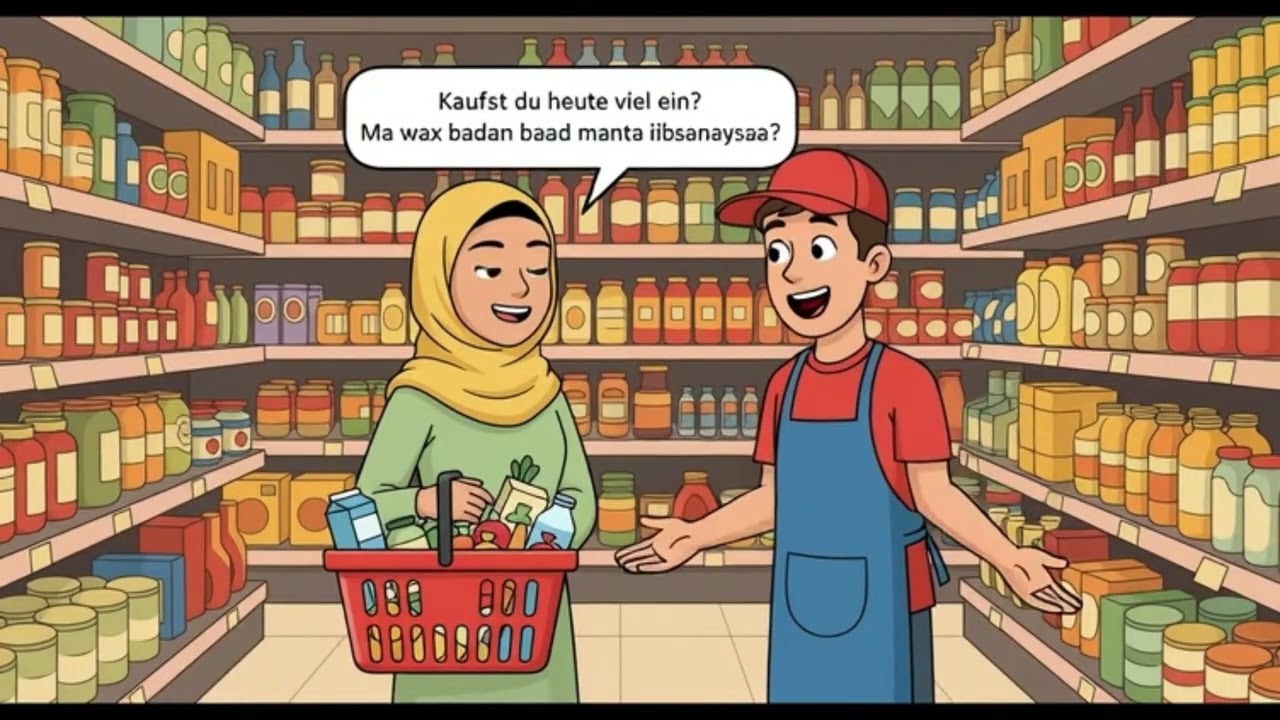 2️⃣ Qaybta 2: Im Supermarkt – Suuqa Dukaanka
