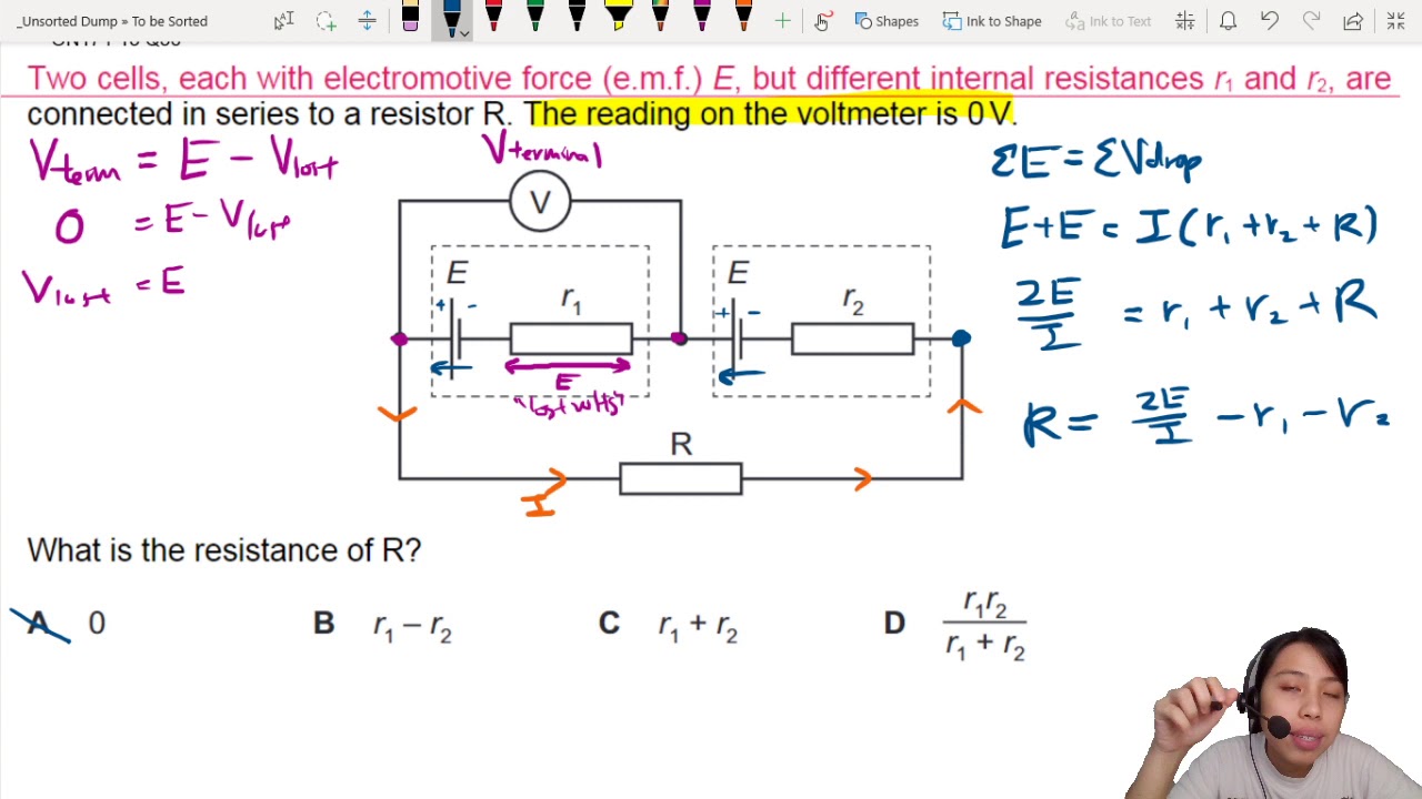 ON17 P13 Q36 Two Cells to Find Resistance | Oct/Nov 2017 | CAIE A Level 9702 Physics
