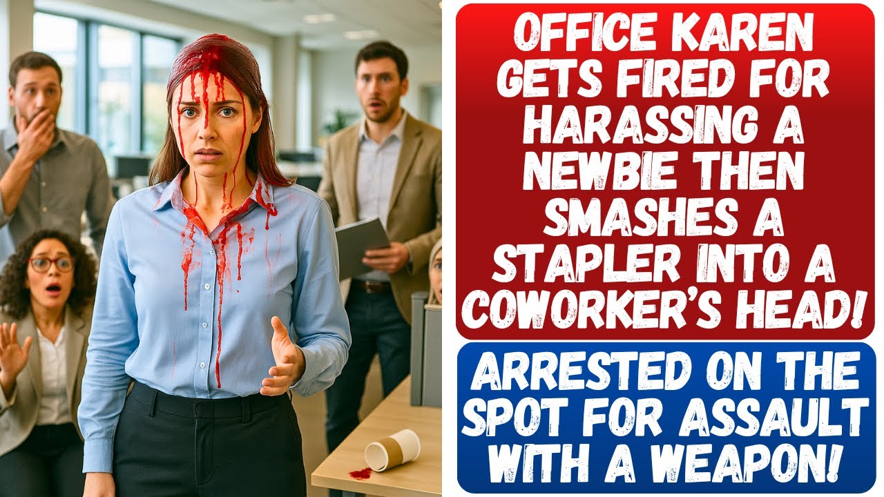 BULLY KAREN SMASHES A STAPLER INTO MY HEAD AFTER I TESTIFIED AGAINST HER TO HR AND GOT HER FIRED!!!