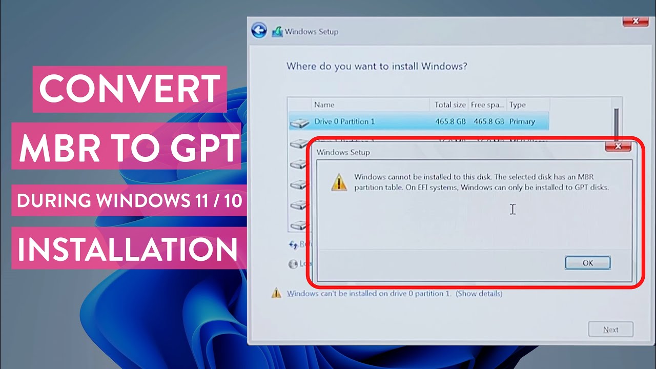 Как преобразовать MBR в GPT во время установки Windows 10/11 [простой способ]