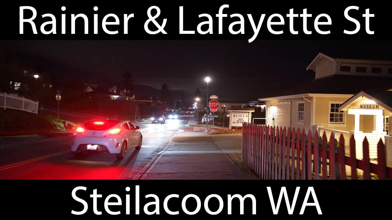 Rainier and Lafayette St in Steilacoom, anamorphic widescreen, 4k 24fps, ASMR