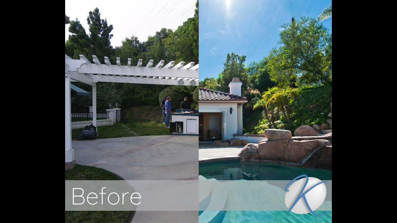 Outdoor Poolside Addition Project Before and After - Kaminskiy Design and Remodeling