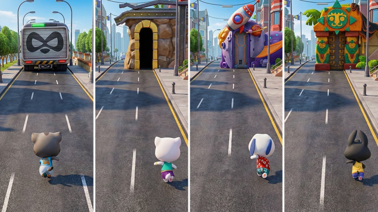 Talking Tom Gold Run: Talking Tom,Talking Angela,Talking Hank,Talking Becca (Android/iOS) Gameplay
