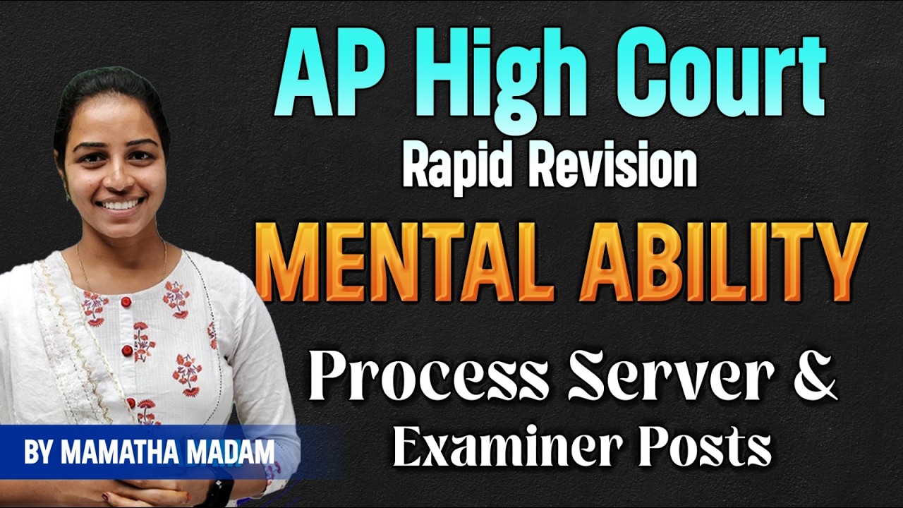 AP High Court Rapid revision Mental ability🎯Process server & Examiner posts By mamatha Madam Part -3