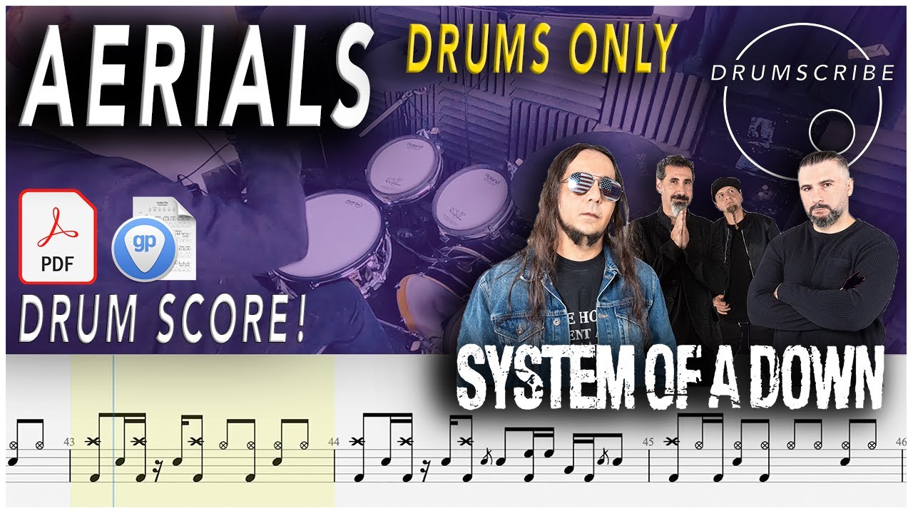 Aerials (DRUMS ONLY) - System of a Down | DRUM SCORE Sheet Music | #65 DRUMSCRIBE