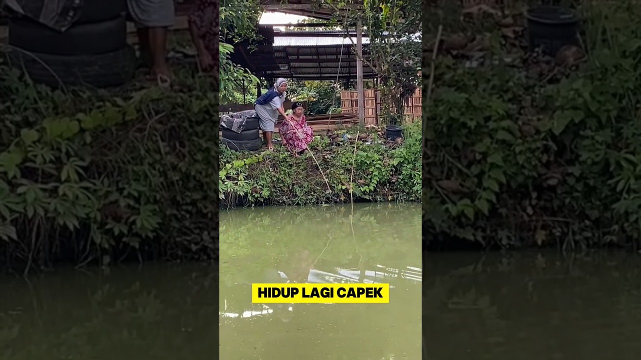 momen lucu ketika ras terkuat di bumi mancing ikan bikin ngakak ‼️#emakemak #ikan #mancing #lucu