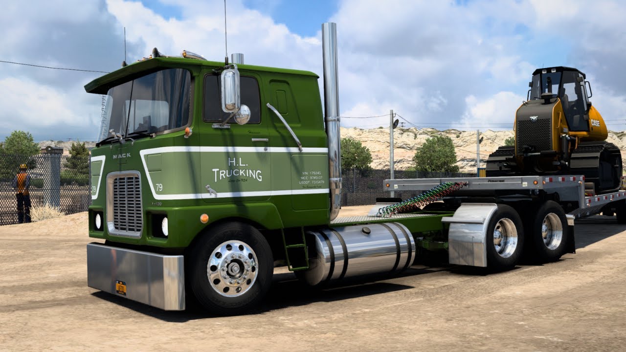 Mack F700 - (Hauling a CASE Bulldozer) - American Truck Simulator