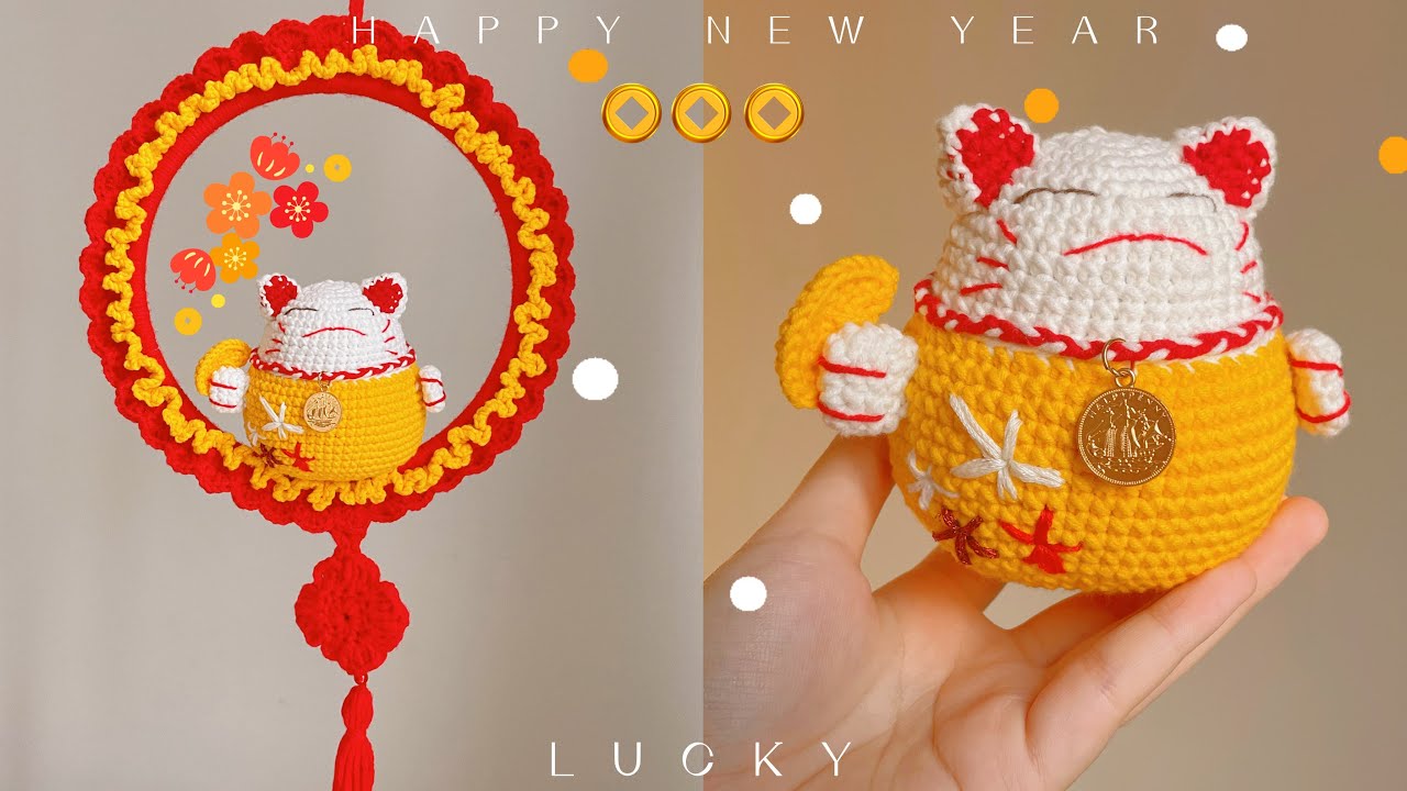 ✨Easy and simple crochet wreath⭐️- Móc vòng nguyệt quế trang trí tết 2023 🌟 mèo thần tài ❤️ siêu dễ