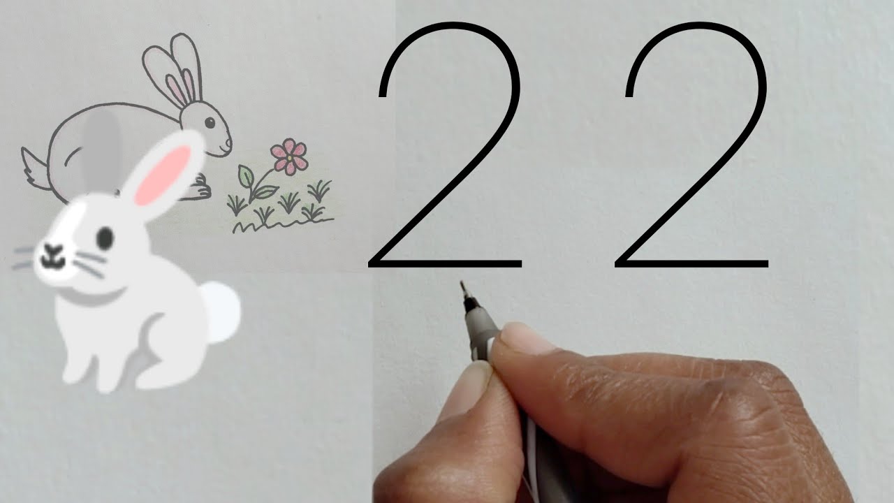 How to draw rabbit from 22 number || 22 number se rabbit kaise banaye | #drawing #rabbitdrawing