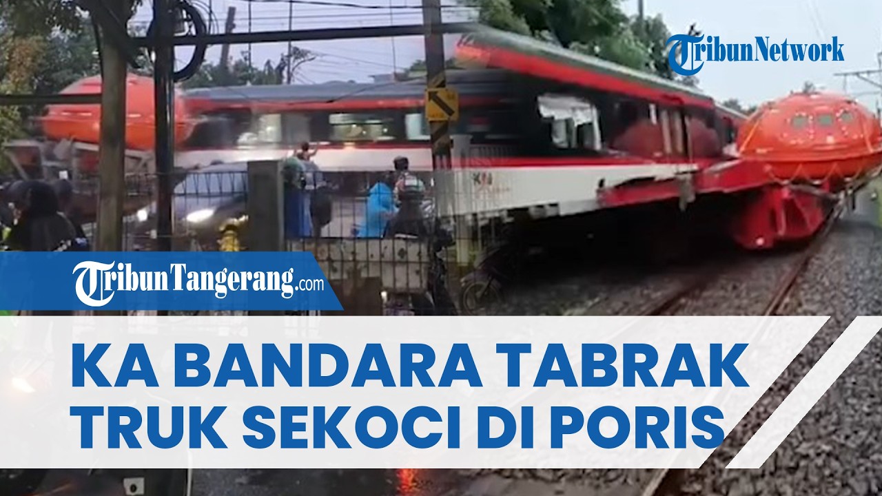 WARGA TERIAK HISTERIS! KA Bandara Soetta Tabrak Truk Pengangkut Sekoci, Satu Rangkaian Anjlok