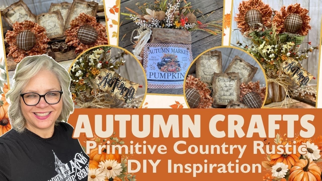 2024 Autumn Crafts 🍂 Primitive Country Rustic DIY Inspiration 🍂 Fabric Flowers Upcycle DIYs