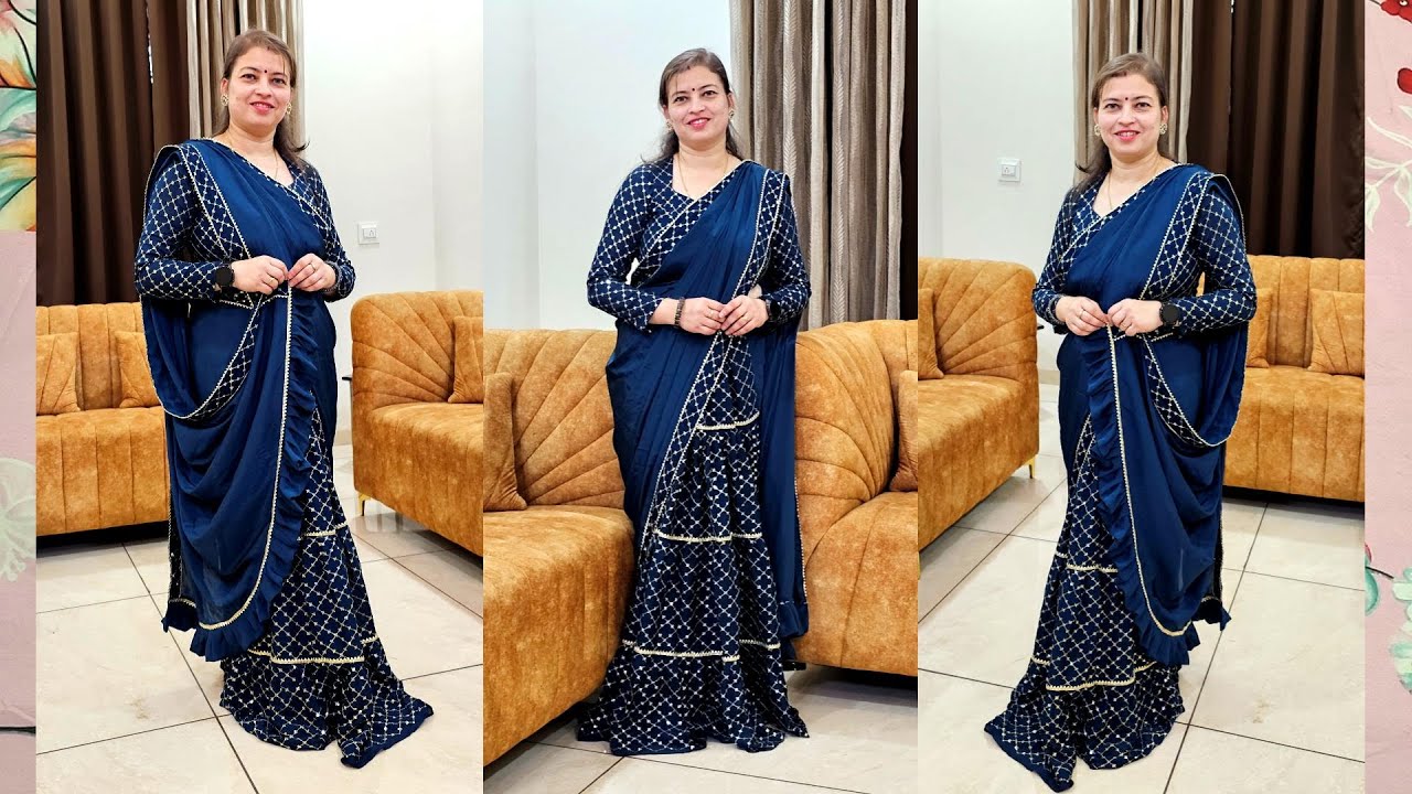 Frill saree in new  look \\ One min. Lehenga saree \\Krishna Creation