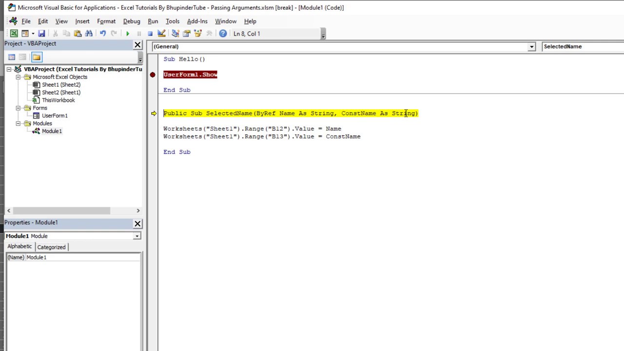 Passing Arguments by Value and by Reference in Visual Basic Excel