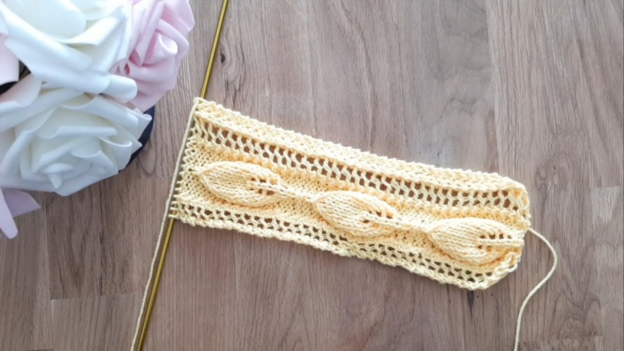 Motivo bordo a foglie n° 196 / Knitted leaf border / Borde de hoja a dos agujas