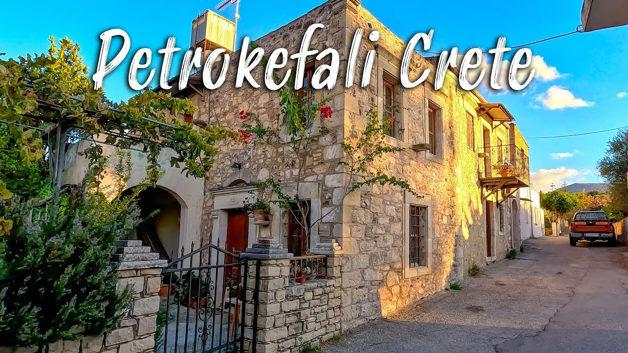 Petrokefali, Crete, must visit village in Kreta, walking tour 4k, Greece 2022