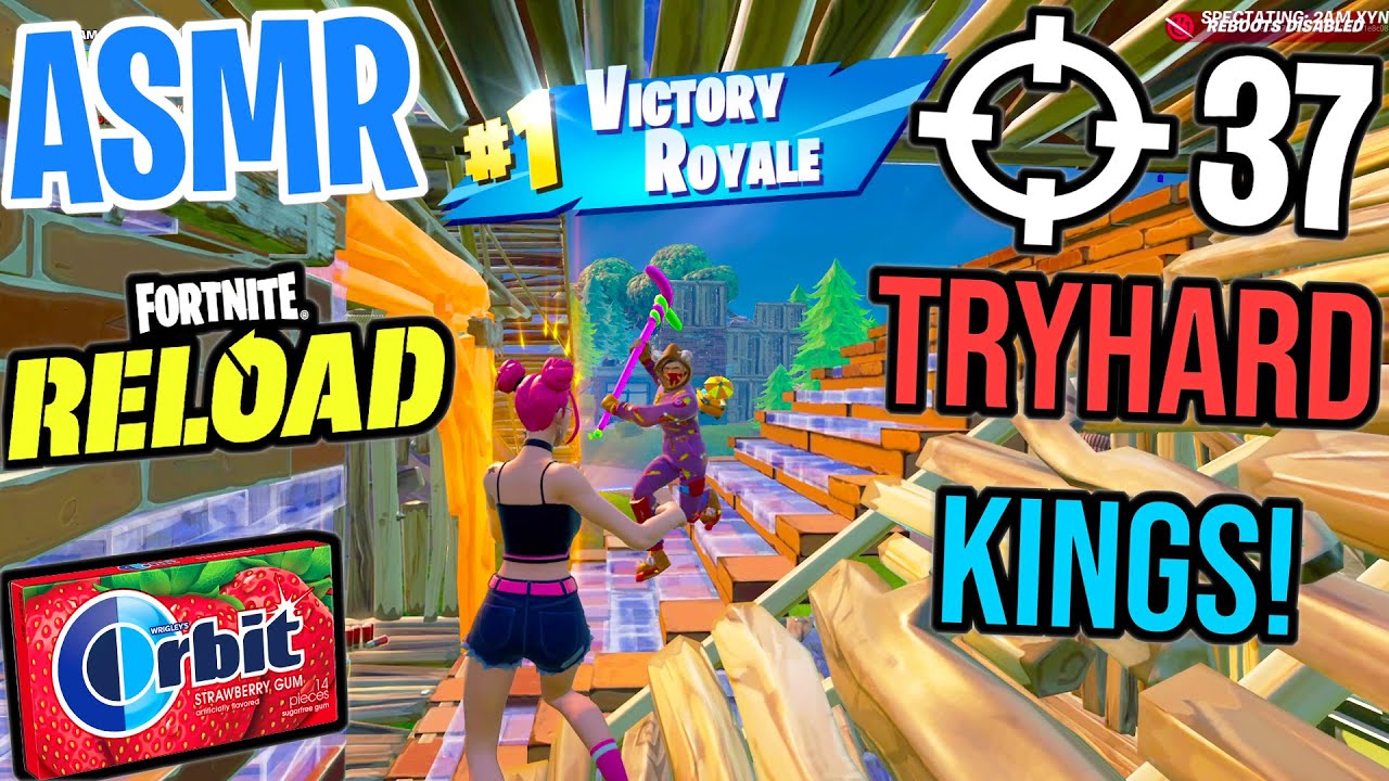 ASMR Gaming 😴 Fortnite Reload Tryhard Kings! Relaxing Gum Chewing 🎮🎧 Controller Sounds + Whispers 💤