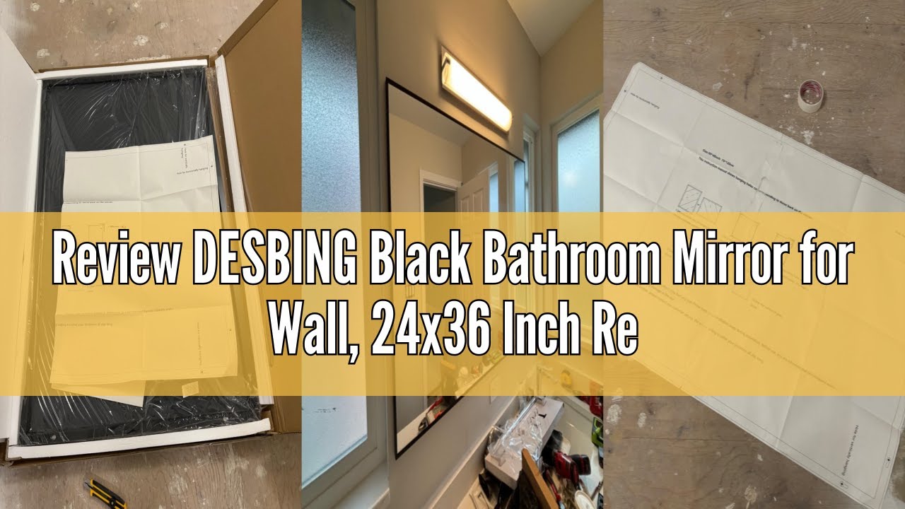 Review DESBING Black Bathroom Mirror for Wall, 24x36 Inch Rectangle Mirrors with Metal Frame, Modern