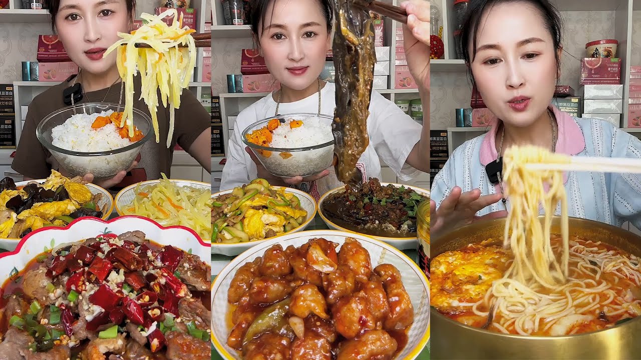 Lauk Banyak Banget! Asmr Mukbang Mie Kuah Pedas Korea Nasi Daging dan Sayur Mantap