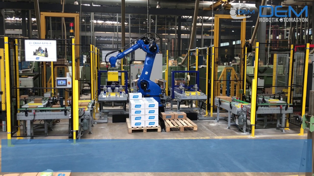 Dem Robotik - Cıvata Kolisi Paketleme ve Paletleme Robotu - Box Packaging and Palletizing Robot