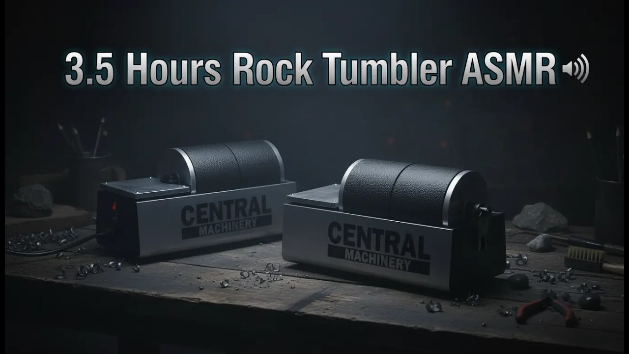 3:45 Hours Double Barrel Rock Tumbler ASMR No Talking, Deep Sleep Sounds Dark Screen #asmrforsleep