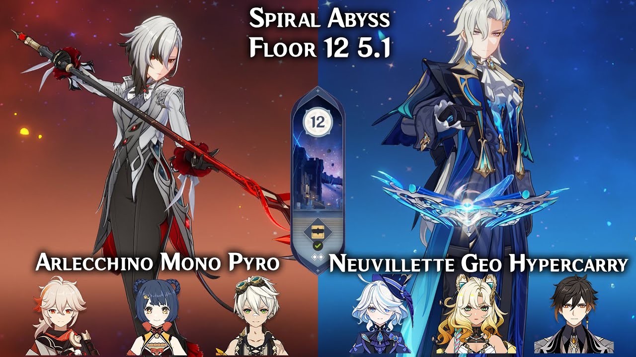 Spiral Abyss 5.1 C0 Arlecchino Mono Pyro & C0 Neuvillette Hypercarry | Floor 12 Genshin Impact